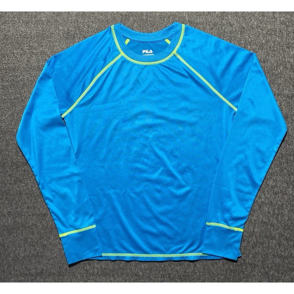 FILA Womens Athletic Long Sleeve  Blue Training Running  Jersey Top Size S